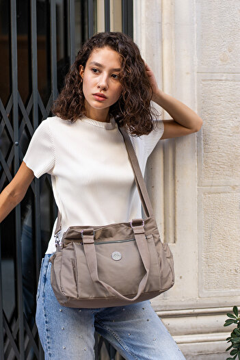 YOGII Lasen Model Women's 5-Eye Waterproof Satin Fabric Adjustable Cross Strap Hand and Shoulder Bag