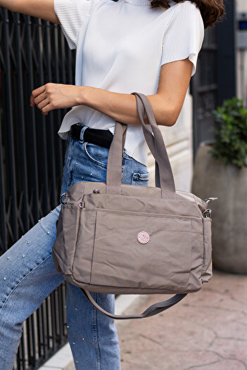 YOGII Hanet Model Women's Large Size 5-Compartment Waterproof Satin Fabric Crossbody and Shoulder Strap Bag