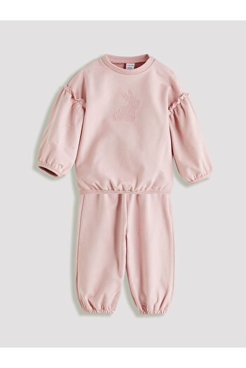 LC Waikiki Lcw Baby Crew Neck Baby Girl Sweatshirt and Pants 2-Piece Set