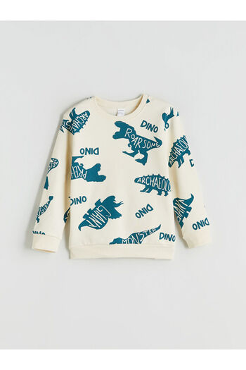 LC Waikiki Crew Neck Dinosaur Printed Boys' Sweatshirt