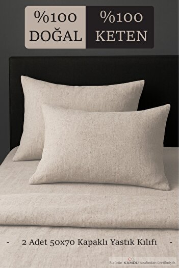 embays collection 2 Pieces of 100% Raw Linen Cotton Cover Pillow Case, Organic Pillow Case, Elegant Pillow Case