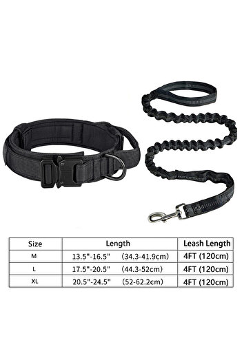 Choice L black Heavy-Duty Military Tactical Dog Collar & Leash Set: Adjustable & Durable For All sized dog