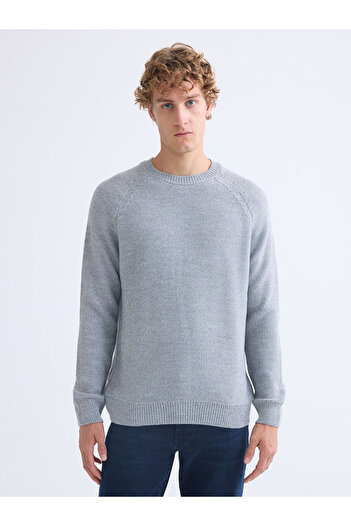 LC Waikiki Gray Crew Neck Men's Knitwear Sweater