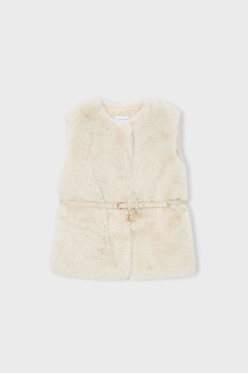 MAYORAL Girl's Belted Plush Vest - Sand