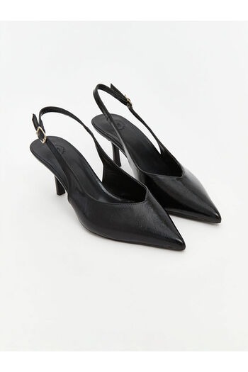 LC Waikiki Black Leather Look Women's Heeled Shoes