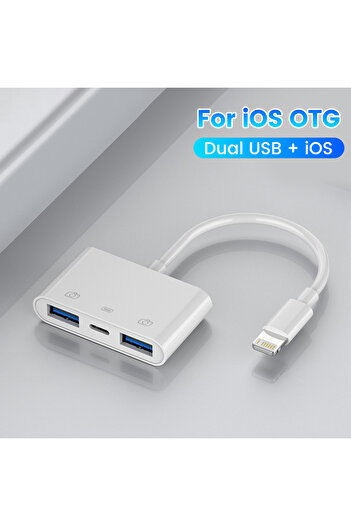 Choice Dual USB Lightning USB Adapter For iphone ipad To USB 3.0 OTG Fast Charge Data Converter Keyboard Ca