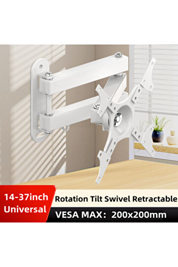 Choice White 14-37inch Retractable Universal TV Mounts Wall Mount Bracket Load Up to 15KG For 14 to 37 inch