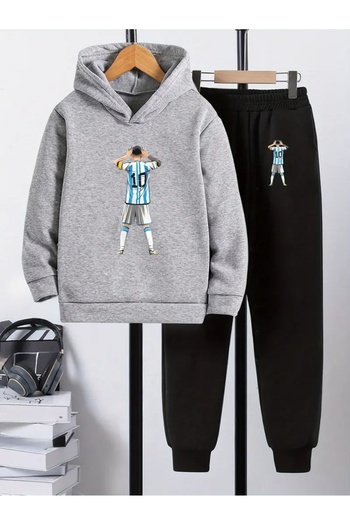 SVART WEAR Children's Printed Hooded Sweatshirt and Sweatpants Set 3 Thread Raster for Autumn/Winter