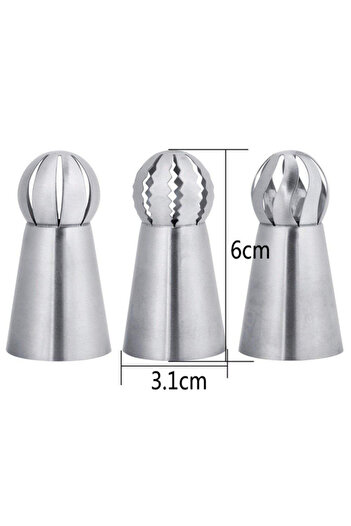 Choice 3pcs Russian Piping Nozzle 3 Styles Sphere Ball Icing Confectioners Pastry Tips Sugarcraft Cupcake D