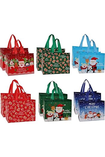 HBell Set of 12 Christmas bags, plastic, multicolor, 32 x 25 x 17 cm