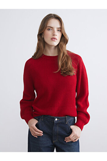 LC Waikiki Red Crew Neck Women's Knitwear Sweater