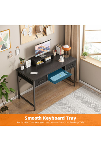 Sheinhome Study desk with drawers, desk, computer desk with keyboard tray