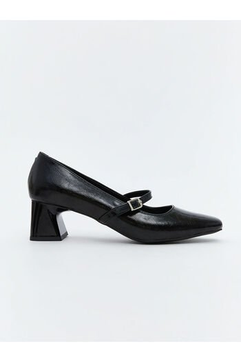 LC Waikiki Black Leather Look Women's Heeled Shoes