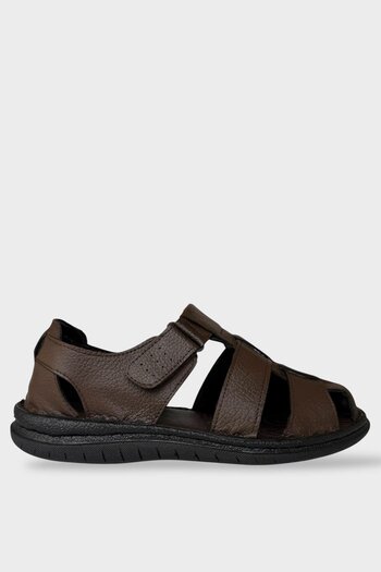 Liger Men's Inside and Outside Genuine Leather Orthopedic Summer Flexible and Very Light Casual Shoes Sandals Brown