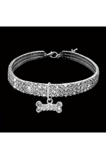 Choice 20cm White Bling Bone Pet Collar-Adjustable Necklace for Small Dogs and Cats-Cute and Fancy Accessor