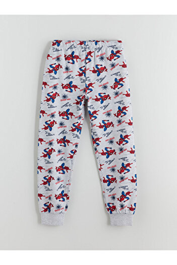LC Waikiki Gray Printed Boys' Pajama Bottoms with Elastic Waist