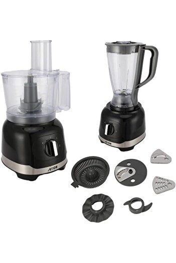 ARROW 8-in-1 Food Processor, 2.4L, 800W, Blender, Chopper, Shredder, Slicer, Dough Maker, Black & Gr
