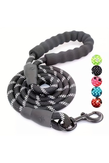 Choice 1.5M black Reflective Dog Leash With Comfortable Padded Handle - Double Heavy Duty Traction Rope For