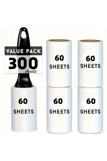 Choice 300 Sheets 60 Sheets/Roll Extra-Sticky Lint Roller for Pet Hair Removal,Ideal for Dog & Cat Owners,P