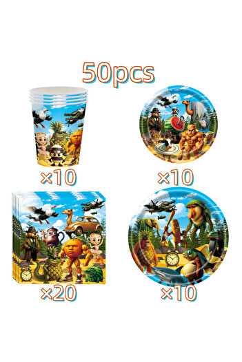 Miniso other 50pcs Italian Brainrot Birthday Party Decoration Tung Tung Sahur Tralalelo Tralala Tableware B