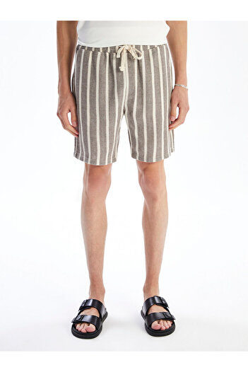 LC Waikiki Brown Standard Fit Striped Men's Shorts