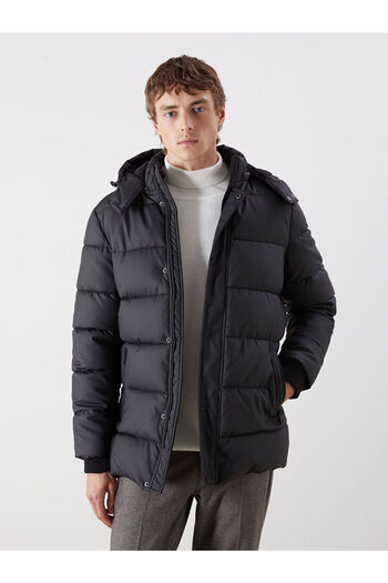 LC Waikiki Black Comfortable Fit Hooded Men's Puffer Jacket