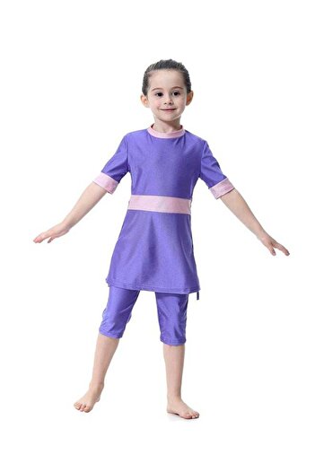 fun zone Generic Round Neck Split Swimsuit Purple