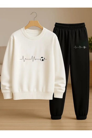 Cevval Children's Printed Crew Neck Sweatshirt and Sweatpants Set 3 Thread Raster for Autumn/Winter