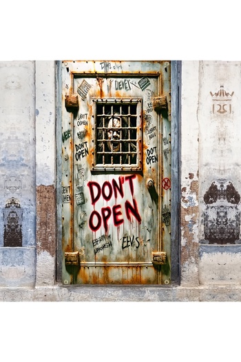 Choice 180X90 MULTI Terror Zombie 'Do Not Open' Door Curtain - Polyester Halloween Banner, Suitable for Ent