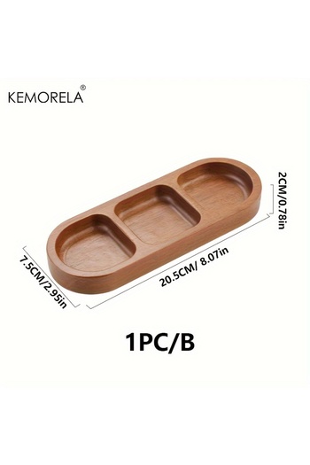 Choice 3 Squares Solid Wood Rectangle Tray 2/3 Grid Condiment Plate Breakfast Food Sushi Bread Dessert Sauc