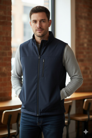 akyıldız iş elbiseleri Men's Vest 3-Pocket Zippered Vest Navy Blue