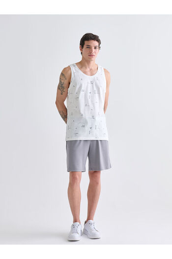 LC Waikiki Ecru Crew Neck Printed Men's Sleeveless T-Shirt
