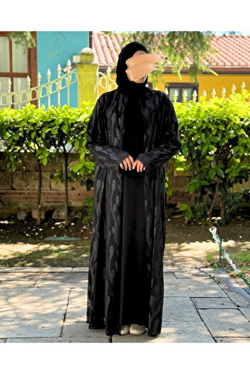 Bilenler Plus Size Chiffon Outer Abaya – Ferace Set with Jersey Innerwear (Size 46-54)