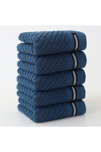 Choice 34X73Cm Navy Blue 5-Pack Cotton Towel Set, Highly Absorbent, Soft, Skin-Friendly and Durable, Can Be