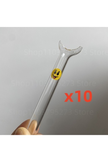 Choice 10 قطع غير مكسورة 4 بوصة كاملة ابتسامة وجه مستقيم قابلة لإعادة الاستخدام GLasS sTrAw بورسليكات عصير قش