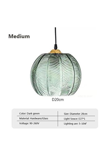 Choice Warm White A20CM Nordic Glass Pendant Light Green Leaf Pattern Lighting For Living Room Dining Room