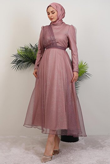 GİYZAMİLA Βραδινό φόρεμα Alara Tesettür Dusty Rose