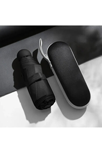 Choice black Solid Color Portable Capsule Umbrella Dual Use Sunshade And Rain Protection for Women Small Si