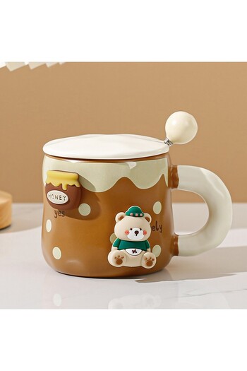 Flippy Ceramic Mug, Flippy, Bear Pattern for Boys, Universal Mug, Tea Mug, Dark Brown