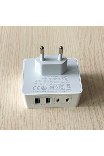 Choice WHITE 1pc USB C Charger, 40W 4 Port USBC Plug Fast Charger Multi AC Dual Port PD+QC Type C Adapter f