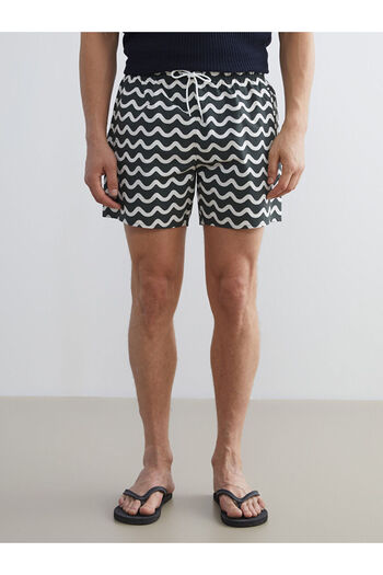 LC Waikiki Khaki Short Length Patterned Men's Swim Shorts