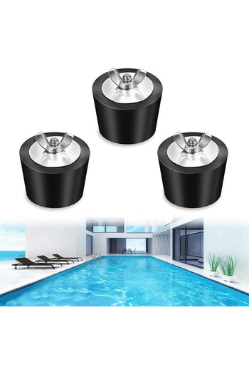 OEM Set of 3 conical pool plugs, black, steel/rubber, 32 x 28 mm
