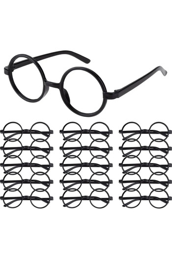 Choice 18pcs black 6/12/18pcs Wizard Glasses Round Frame Glasses No Lens Halloween Costumes Harry-potters C