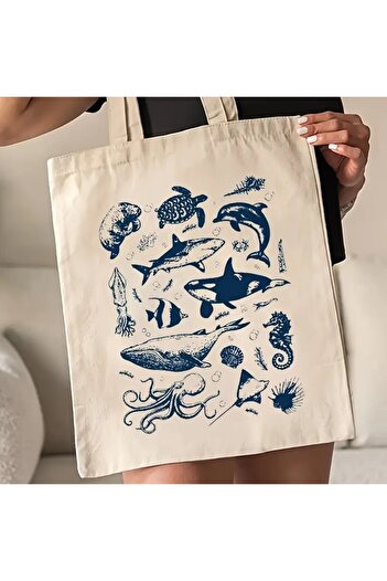 l'eivor Sea Creatures Printed Women's Organic Cotton Hambez Bag