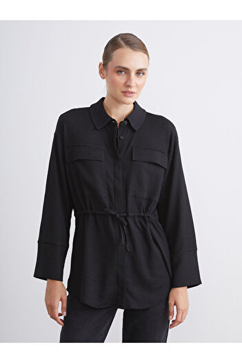 LC Waikiki Black Textured Women's Shirt Tunic