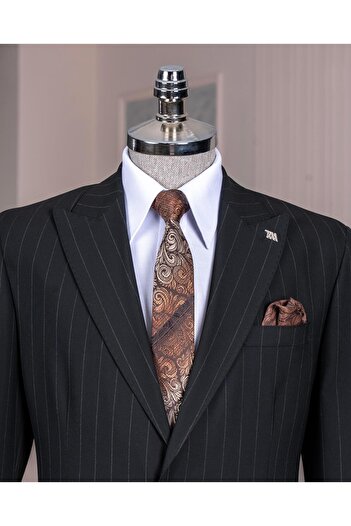 TerziAdemAltun Italian Style Slim Fit Peak Lapel Jacket Pants Suit Black T14253