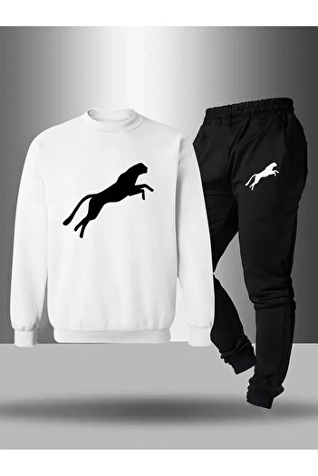 SVART WEAR Children's Printed Crew Neck Sweatshirt and Sweatpants Set 3 Thread Raster for Autumn/Winter