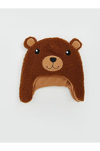 LC Waikiki Boy's Snow Hat with Brown Bear Figure