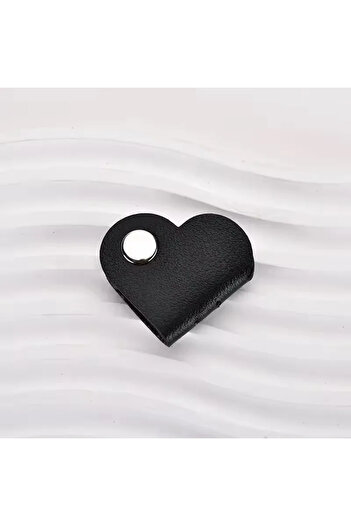 Choice Black Multifunctional PU Leather Phone Data Cable Organizer Data Storage Heart-shaped Cable Clip Hub