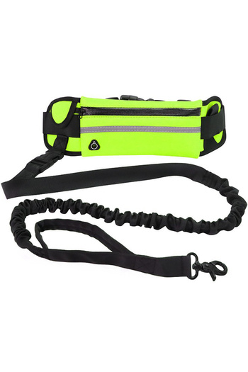 Choice 1PCS 2.2M Green B Hands Free Dog Leash Reflective Leash with Waist Bag Retractable Elastic Belt Dog
